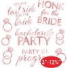 Beistle Bachelorette Auto-Clings – 9 Count Rose Gold Car Window Decorations for Bridal Parties, Diamond Ring and Phrase Designs with Tacky Adhesive, Wedding and Bachelorette Parade Décor, 3″–12¼”