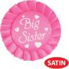 Beistle Big Sister Baby Shower Button Pin Badge, Cerise/White