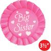 Beistle Big Sister Baby Shower Button Pin Badge, Cerise/White