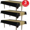 Beistle Black and Gold Plastic Tablecover(Black & Gold Tablecover – 3 Pack)
