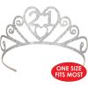 Beistle Glittered Metal “21” Tiara – Silver Birthday Crown with Sparkling Glitter Finish, Attached Combs for Secure Fit, Birthday Party Wearable Keepsake Accessory for Milestone Celebrations(Glitter Tiara)
