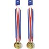 Beistle Gold, Silver & Bronze Medals w/Ribbon, 30″ with 2″, Red, White and Blue