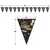 Beistle Graduation Oversized Pennant Banner, All-Weather Party Decoration Black and Gold Congrats Grad Design for Celebrating High School and College Academic Achievements, 28” x 25’