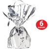 Beistle Metallic Wrapped Balloon Weight – 6 Pack, Silver Balloon Centerpiece Bouquet Holders, Party Decoration Accessories for Birthdays, Weddings, Graduations, and Retirement Celebrations, 6 Oz