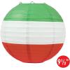 Beistle Multicolored Round Shaped Paper Lanterns, 9 1/2-Inch, Red/White/Green