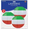 Beistle Multicolored Round Shaped Paper Lanterns, 9 1/2-Inch, Red/White/Green
