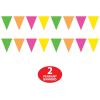 Beistle Neon Pennant Banners, 2-Count, Bright Multicolor All-Weather Decorations for Parties, Festivals, Birthdays, Fiestas and Summer Events, 1980’s Theme Streamers, 11” x 12’