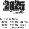 Beistle New Year Eve 2025 Party Kit Assortment for 50 People, NYE Supplies – Hats, Tiaras, Noisemaker Horns
