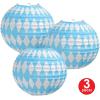 Beistle Oktoberfest Paper Lanterns, 9-1/2-Inch, Blue/White