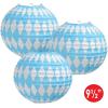 Beistle Oktoberfest Paper Lanterns, 9-1/2-Inch, Blue/White