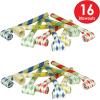 Beistle Pack of 16 Super-Tube Noiseless Blowouts in Red/Yellow/Green/Blue/White/Grey, Novelty Party Favors for Birthday Parties, Party Supplies, 16″