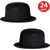 Beistle Pack of 24 Velour Derby Hats in Black, Broadway Theater Show Props, Costume Accessories for Dress-Up Party, Halloween