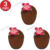 Beistle Plastic Coconut Cups 3 Piece, 16 oz, Multicolor