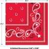 Beistle Red Bandana Beverage Napkins, 48 Count, 2-Ply Table Décor, Western Party Supplies for Cowboy, Rodeo, and Country Farm-Themed Birthdays and Events, 5.5” x 5.5”