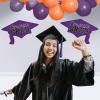Beistle Red Congrats Grad Cutouts, 2-Count, Large Graduation Cap Decorations for Celebrations, High School and College Academic Achievement Party Supplies, 22.25” x 36.75”(Purple)