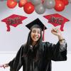 Beistle Red Congrats Grad Cutouts, 2-Count, Large Graduation Cap Decorations for Celebrations, High School and College Academic Achievement Party Supplies, 22.25” x 36.75”(Red)
