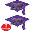 Beistle Red Congrats Grad Cutouts, 2-Count, Large Graduation Cap Decorations for Celebrations, High School and College Academic Achievement Party Supplies, 22.25” x 36.75”(Purple)