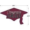 Beistle Red Congrats Grad Cutouts, 2-Count, Large Graduation Cap Decorations for Celebrations, High School and College Academic Achievement Party Supplies, 22.25” x 36.75”(Burgundy)