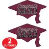 Beistle Red Congrats Grad Cutouts, 2-Count, Large Graduation Cap Decorations for Celebrations, High School and College Academic Achievement Party Supplies, 22.25” x 36.75”(Burgundy)