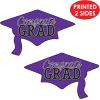 Beistle Red Congrats Grad Cutouts, 2-Count, Large Graduation Cap Decorations for Celebrations, High School and College Academic Achievement Party Supplies, 22.25” x 36.75”(Purple)