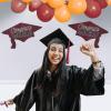 Beistle Red Congrats Grad Cutouts, 2-Count, Large Graduation Cap Decorations for Celebrations, High School and College Academic Achievement Party Supplies, 22.25” x 36.75”(Burgundy)