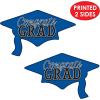 Beistle Red Congrats Grad Cutouts, 2-Count, Large Graduation Cap Decorations for Celebrations, High School and College Academic Achievement Party Supplies, 22.25” x 36.75”(Blue)