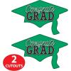 Beistle Red Congrats Grad Cutouts, 2-Count, Large Graduation Cap Decorations for Celebrations, High School and College Academic Achievement Party Supplies, 22.25” x 36.75”(Green)