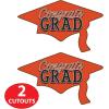 Beistle Red Congrats Grad Cutouts, 2-Count, Large Graduation Cap Decorations for Celebrations, High School and College Academic Achievement Party Supplies, 22.25” x 36.75”(Orange)