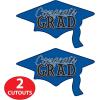 Beistle Red Congrats Grad Cutouts, 2-Count, Large Graduation Cap Decorations for Celebrations, High School and College Academic Achievement Party Supplies, 22.25” x 36.75”(Blue)