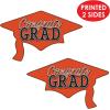 Beistle Red Congrats Grad Cutouts, 2-Count, Large Graduation Cap Decorations for Celebrations, High School and College Academic Achievement Party Supplies, 22.25” x 36.75”(Orange)