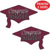 Beistle Red Congrats Grad Cutouts, 2-Count, Large Graduation Cap Decorations for Celebrations, High School and College Academic Achievement Party Supplies, 22.25” x 36.75”(Burgundy)