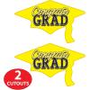 Beistle Red Congrats Grad Cutouts, 2-Count, Large Graduation Cap Decorations for Celebrations, High School and College Academic Achievement Party Supplies, 22.25” x 36.75”(Yellow)