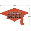 Beistle Red Congrats Grad Cutouts, 2-Count, Large Graduation Cap Decorations for Celebrations, High School and College Academic Achievement Party Supplies, 22.25” x 36.75”(Orange)