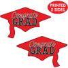 Beistle Red Congrats Grad Cutouts, 2-Count, Large Graduation Cap Decorations for Celebrations, High School and College Academic Achievement Party Supplies, 22.25” x 36.75”(Red)