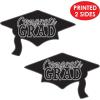 Beistle Red Congrats Grad Cutouts, 2-Count, Large Graduation Cap Decorations for Celebrations, High School and College Academic Achievement Party Supplies, 22.25” x 36.75”(Black)