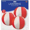 Beistle Stripes Paper Lanterns, 9 1/2-Inch, Red/White(Red/White)