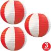 Beistle Stripes Paper Lanterns, 9 1/2-Inch, Red/White(Red/White)