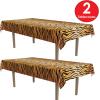 Beistle Zebra Print Tablecovers, 54” x 108”, 2 Pieces – Plastic Table Cloth, Animal Print Tablecloth, Animal Safari Theme Decorations, Safari Table Cloth(Tiger Print)
