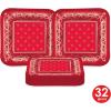 Red Bandana Dessert Plates 8 Count(32 piece)