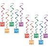 Beistle 10 Piece Colorful Metallic Plastic Happy Birthday Hanging Spirals Whirls Party Decorations