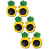 Beistle 3 Piece Glittered Flamingo Novelty Glasses For Luau Party Favors, Hawaiian Theme Photo Booth Props(Pineapple Glasses)