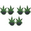 Beistle 3-Piece Glittered Weed Glasses in Green, Novelty Marijuana Themed Party Accessories, 420 Mary Jane Party Supplies, Funny Weed Party Favors
