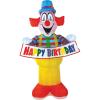 Beistle 5 FT 10 in Light-Up Jumbo Inflatable Clown Happy Birthday Party Decoration with LED Lights Blow Up Yard Decor, Indoor/Outdoor Use