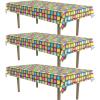 Beistle 70s Disco Party Plastic Tablecloth, Groovy Multicolor Dance Floor Print Tablecover for Retro Theme Parties, Vintage Boogie Nights, Birthdays, and Funky Table Settings, 54″ x 108″(70’s – 3 Pack)