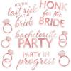 Beistle Bachelorette Auto-Clings – 9 Count Rose Gold Car Window Decorations for Bridal Parties, Diamond Ring and Phrase Designs with Tacky Adhesive, Wedding and Bachelorette Parade Décor, 3″–12¼”