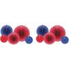 Beistle Bandana Accordion Paper Fans 10 Piece, 9″ – 16″, Red/Blue
