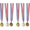 Beistle Gold, Silver & Bronze Medals w/Ribbon, 30″ with 2″, Red, White and Blue
