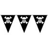 Beistle Jolly Roger All-Weather Plastic Pennant Banner Pirate Decorations, 11″ x 12′, Black/White(1)