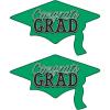 Beistle Red Congrats Grad Cutouts, 2-Count, Large Graduation Cap Decorations for Celebrations, High School and College Academic Achievement Party Supplies, 22.25” x 36.75”(Green)