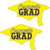 Beistle Red Congrats Grad Cutouts, 2-Count, Large Graduation Cap Decorations for Celebrations, High School and College Academic Achievement Party Supplies, 22.25” x 36.75”(Yellow)